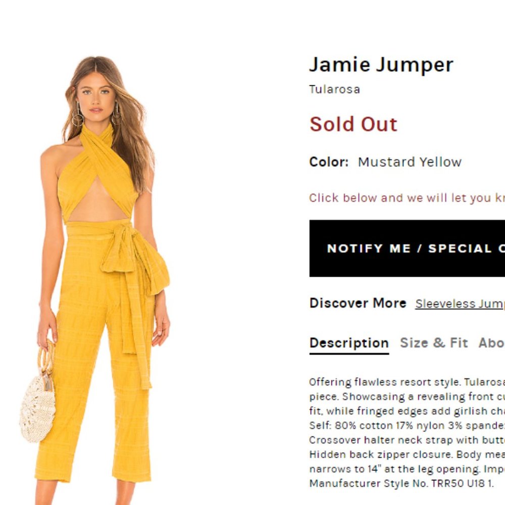 Tularosa Jamie Jumper in Mustard (Size Medium)